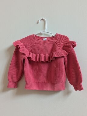 Baby Gap Sweater 2T Pink Salmon Ruffle Knit
